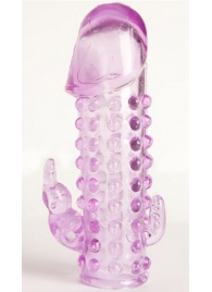 Закрытая фиолетовая насадка с 2 отростками - 13 см. - Toyfa Basic - в Уссурийске купить с доставкой