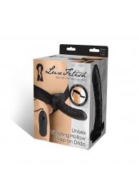 Чёрный полый страпон с вибрацией Unisex Vibrating Hollow Strap-On - 14 см. - Lux Fetish - купить с доставкой в Уссурийске