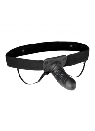 Чёрный полый страпон с вибрацией Unisex Vibrating Hollow Strap-On - 14 см. - Lux Fetish - купить с доставкой в Уссурийске