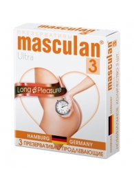 Розовые презервативы Masculan Ultra Long Pleasure с колечками, пупырышками и продлевающим эффектом - 3 шт. - Masculan - купить с доставкой в Уссурийске