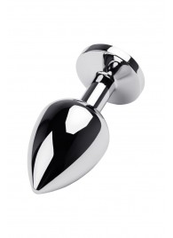 Серебристая коническая анальная пробка с красным кристаллом - 8 см. - ToyFa - купить с доставкой в Уссурийске