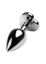 Серебристая коническая анальная пробка с красным кристаллом-сердечком - 7 см. - ToyFa - купить с доставкой в Уссурийске