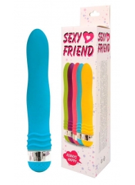 Голубой эргономичный вибратор Sexy Friend - 17,5 см. - 1137