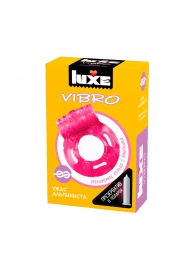 Розовое эрекционное виброкольцо Luxe VIBRO  Ужас Альпиниста  + презерватив - Luxe - в Уссурийске купить с доставкой