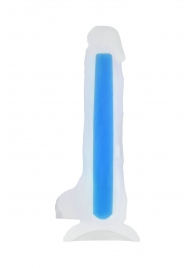 Прозрачно-синий фаллоимитатор, светящийся в темноте, Steve Glow - 20 см. - ToyFa купить с доставкой в интернет-магазине Orgasmix в Уссурийске Прозрачно-синий фаллоимитатор, светящийся в темноте, Steve Glow - 20 см. - ToyFa