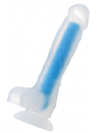 Прозрачно-синий фаллоимитатор, светящийся в темноте, Steve Glow - 20 см. - ToyFa купить с доставкой в интернет-магазине Orgasmix в Уссурийске Прозрачно-синий фаллоимитатор, светящийся в темноте, Steve Glow - 20 см. - ToyFa