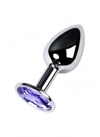 Серебристая конусовидная анальная пробка с фиолетовым кристаллом - 7 см. - ToyFa - купить с доставкой в Уссурийске