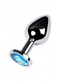 Серебристая конусовидная анальная пробка с голубым кристаллом - 8 см. - ToyFa - купить с доставкой в Уссурийске