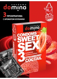 Презервативы для орального секса DOMINO Sweet Sex с ароматом клубничного коктейля  - 3 шт. - Domino - купить с доставкой в Уссурийске
