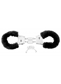 Меховые чёрные наручники Beginner s Furry Cuffs - Pipedream - купить с доставкой в Уссурийске