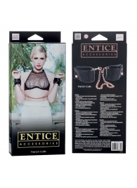 Черные мягкие наручники Entice French Cuffs с цепью - California Exotic Novelties - купить с доставкой в Уссурийске