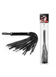 Черная гладкая плеть-флоггер с ручкой - 40 см. - Notabu - купить с доставкой в Уссурийске Черная гладкая плеть-флоггер с ручкой - 40 см. - Notabu - купить с доставкой в Уссурийске