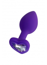 Фиолетовая анальная втулка Diamond Heart с прозрачным кристаллом - 7 см. - ToyFa - купить с доставкой в Уссурийске