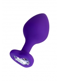 Фиолетовая анальная втулка Diamond Heart с прозрачным кристаллом - 8 см. - ToyFa - купить с доставкой в Уссурийске