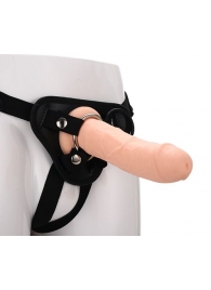 Черные трусики с телесной насадкой STRAP ON REAL DILDO - 21 см. - Dream Toys - купить с доставкой в Уссурийске