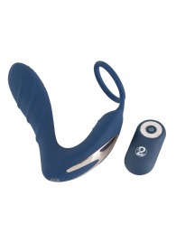 Синий вибростимулятор простаты с кольцом - 14,5 см. - Orion - в Уссурийске купить с доставкой