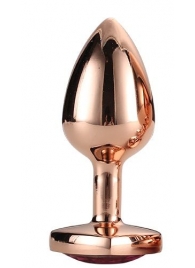 Золотистая анальная втулка с кристаллом-сердечком розового цвета - 7,1 см. - Dream Toys - купить с доставкой в Уссурийске
