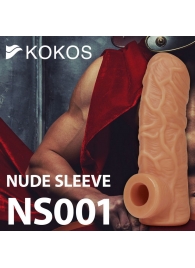 Телесная открытая насадка-реалистик с подхватом мошонки Nude Sleeve M - 12 см. - KOKOS - в Уссурийске купить с доставкой