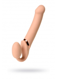 Телесный безремневой вибрострапон Vibrating Bendable Strap-On L - Strap-on-me - купить с доставкой в Уссурийске