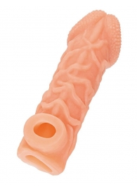 Телесная закрытая насадка с венками Cock Sleeve Size S - 13,8 см. - KOKOS - в Уссурийске купить с доставкой