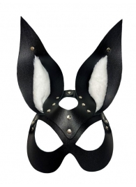 Черная маска зайки с белым мехом на ушках Miss Bunny - БДСМ Арсенал - купить с доставкой в Уссурийске
