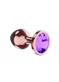 Пробка цвета розового золота с фиолетовым кристаллом Diamond Amethyst Shine S - 7,2 см. - Lola Games - купить с доставкой в Уссурийске