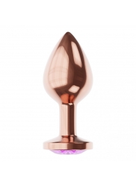 Пробка цвета розового золота с фиолетовым кристаллом Diamond Amethyst Shine S - 7,2 см. - Lola Games - купить с доставкой в Уссурийске