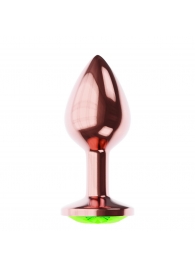Пробка цвета розового золота с лаймовым кристаллом Diamond Emerald Shine S - 7,2 см. - Lola Games - купить с доставкой в Уссурийске