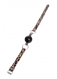 Черный кляп-шар на леопардовых ремешках Anonymo - ToyFa - купить с доставкой в Уссурийске