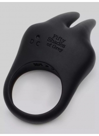 Черное эрекционное виброкольцо Sensation Rechargeable Vibrating Rabbit Love Ring - Fifty Shades of Grey - в Уссурийске купить с доставкой