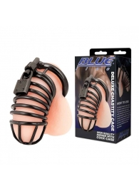 Черная металлическая клетка с замком Deluxe Chastity Cage - BlueLine - купить с доставкой в Уссурийске