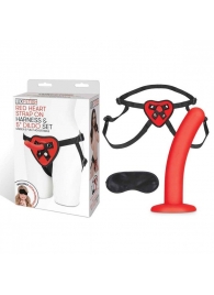 Красный поясной фаллоимитатор Red Heart Strap on Harness   5in Dildo Set - 12,25 см. - Lux Fetish - купить с доставкой в Уссурийске