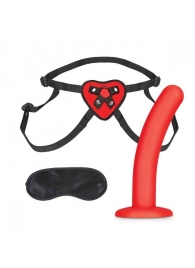 Красный поясной фаллоимитатор Red Heart Strap on Harness   5in Dildo Set - 12,25 см. - Lux Fetish - купить с доставкой в Уссурийске