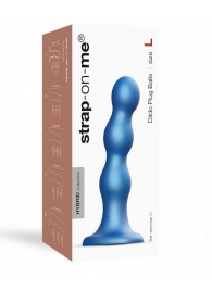 Голубая насадка Strap-On-Me Dildo Plug Balls size L - Strap-on-me - купить с доставкой в Уссурийске