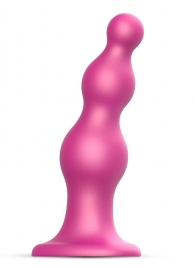 Розовая насадка Strap-On-Me Dildo Plug Beads size L - Strap-on-me - купить с доставкой в Уссурийске