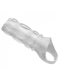 Насадка на пенис с кольцом для мошонки Clear Sensations Enhancer Sex Sleeve - 11,5 см. - XR Brands - в Уссурийске купить с доставкой