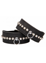 Черные наручники Diamond Studded Wrist Cuffs - Shots Media BV - купить с доставкой в Уссурийске