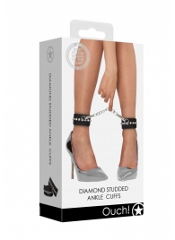 Черные поножи Diamond Studded Ankle Cuffs - Shots Media BV - купить с доставкой в Уссурийске