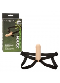 Телесный фаллопротез из силикона Extension with Harness - 15,75 см. - California Exotic Novelties - купить с доставкой в Уссурийске