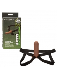 Коричневый фаллопротез из силикона Extension with Harness - 15,75 см. - California Exotic Novelties - купить с доставкой в Уссурийске