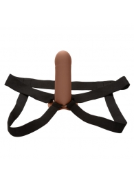 Коричневый фаллопротез из силикона Extension with Harness - 15,75 см. - California Exotic Novelties - купить с доставкой в Уссурийске