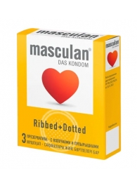 Презервативы с колечками и пупырышками Masculan Ribbed+Dotted - 3 шт. - Masculan - купить с доставкой в Уссурийске