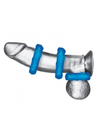 Комплект из трех голубых эрекционных колец 3-Pack Ribbed Rider Cock Ring Set - BlueLine - в Уссурийске купить с доставкой