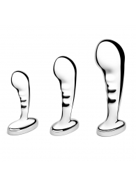 Набор из 3 стальных стимуляторов простаты Stainless Steel P-spot Training Set - b-Vibe - в Уссурийске купить с доставкой