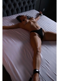 Черный кожаный набор фиксации на кровати Sex Game - БДСМ Арсенал - купить с доставкой в Уссурийске