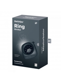 Черный мужской вибромассажер Ring Stroker - Satisfyer - в Уссурийске купить с доставкой
