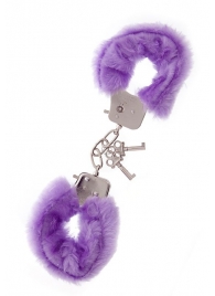 Фиолетовые меховые наручники METAL HANDCUFF WITH PLUSH LAVENDER - Dream Toys - купить с доставкой в Уссурийске