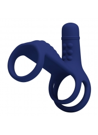 Синяя вибронасадка на пенис Vibrating Penis Sling - Baile - в Уссурийске купить с доставкой