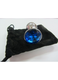 Анальное украшение BUTT PLUG  Small с синим кристаллом - 7 см. - Anal Jewelry Plug - купить с доставкой в Уссурийске