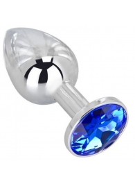 Анальное украшение BUTT PLUG  Small с синим кристаллом - 7 см. - Anal Jewelry Plug - купить с доставкой в Уссурийске
